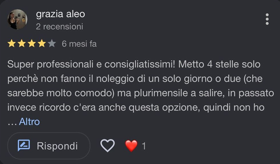Recensione Google verificata