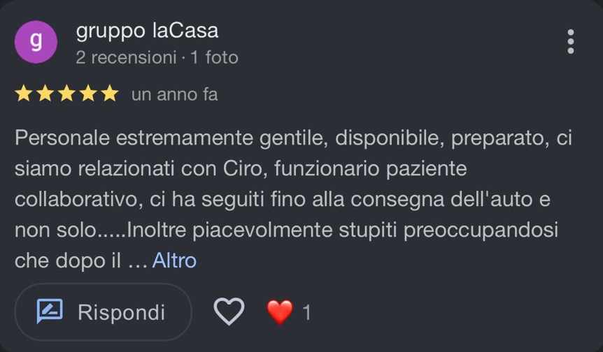 Recensione Google verificata
